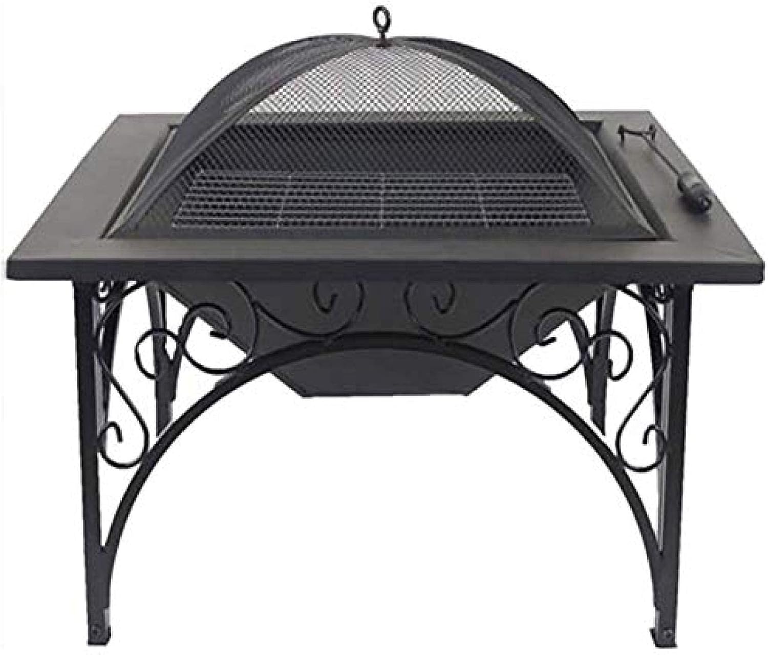 Fire Pit BBQ Grill Fire Bowl Square Outdoor Garden and Patio Heater Pit Square Metal Brazier for Barbecue Multifunction Outdoor Brazier