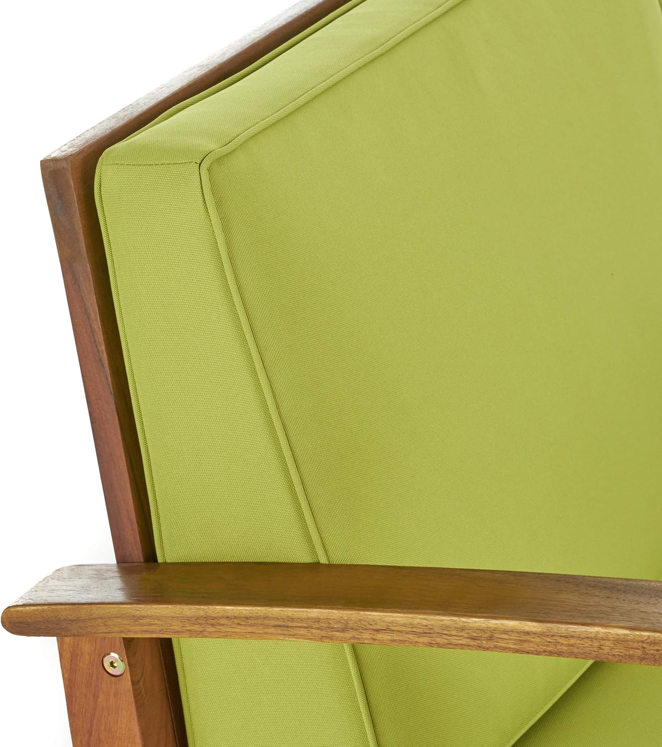 GDFStudio Noble House Kourtney 5 Piece Outdoor Acacia Wood Chair and Firepit Set in Green