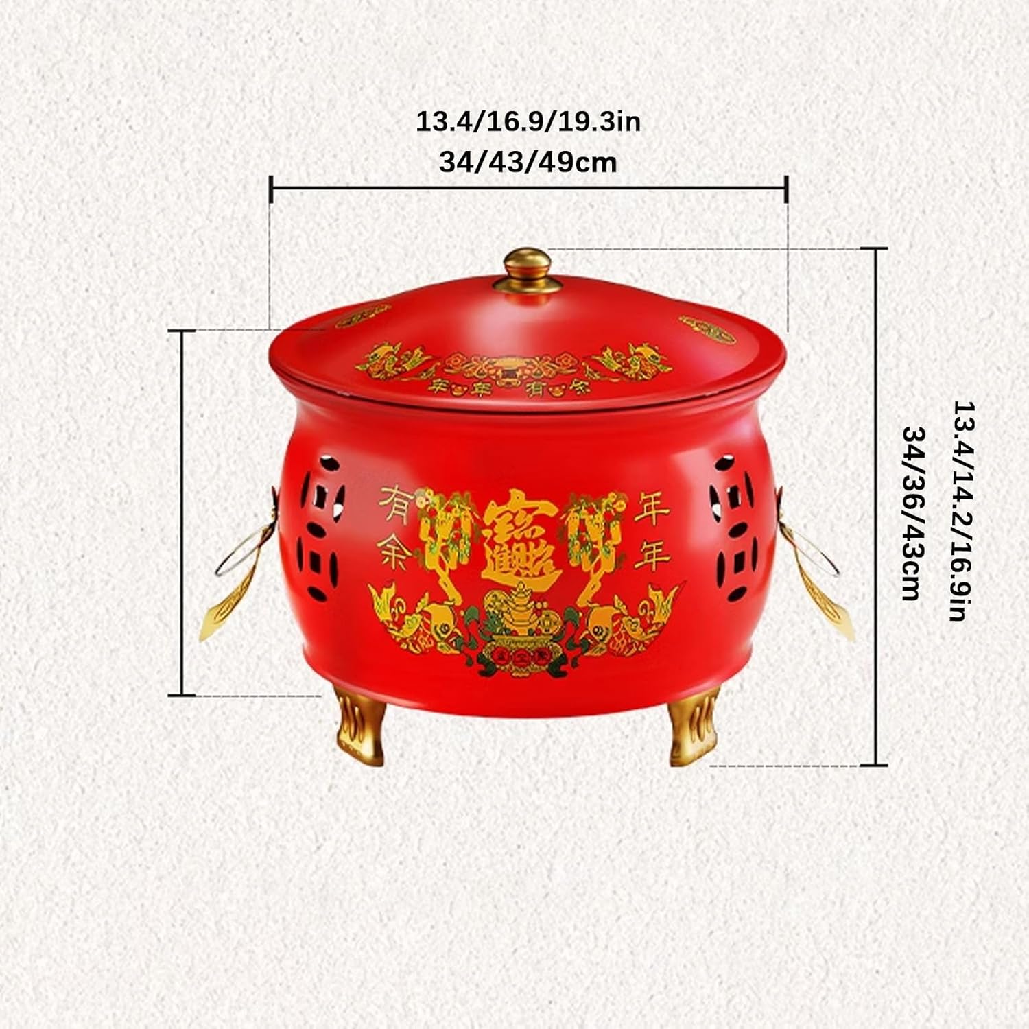 Burn Barrel,Metal Burn Barrels for Outside, Garden Fire Pit Cage Yard Debris Furnace Burning Bin Bucket with Lid,C-49x43cm/19.3x16.9in