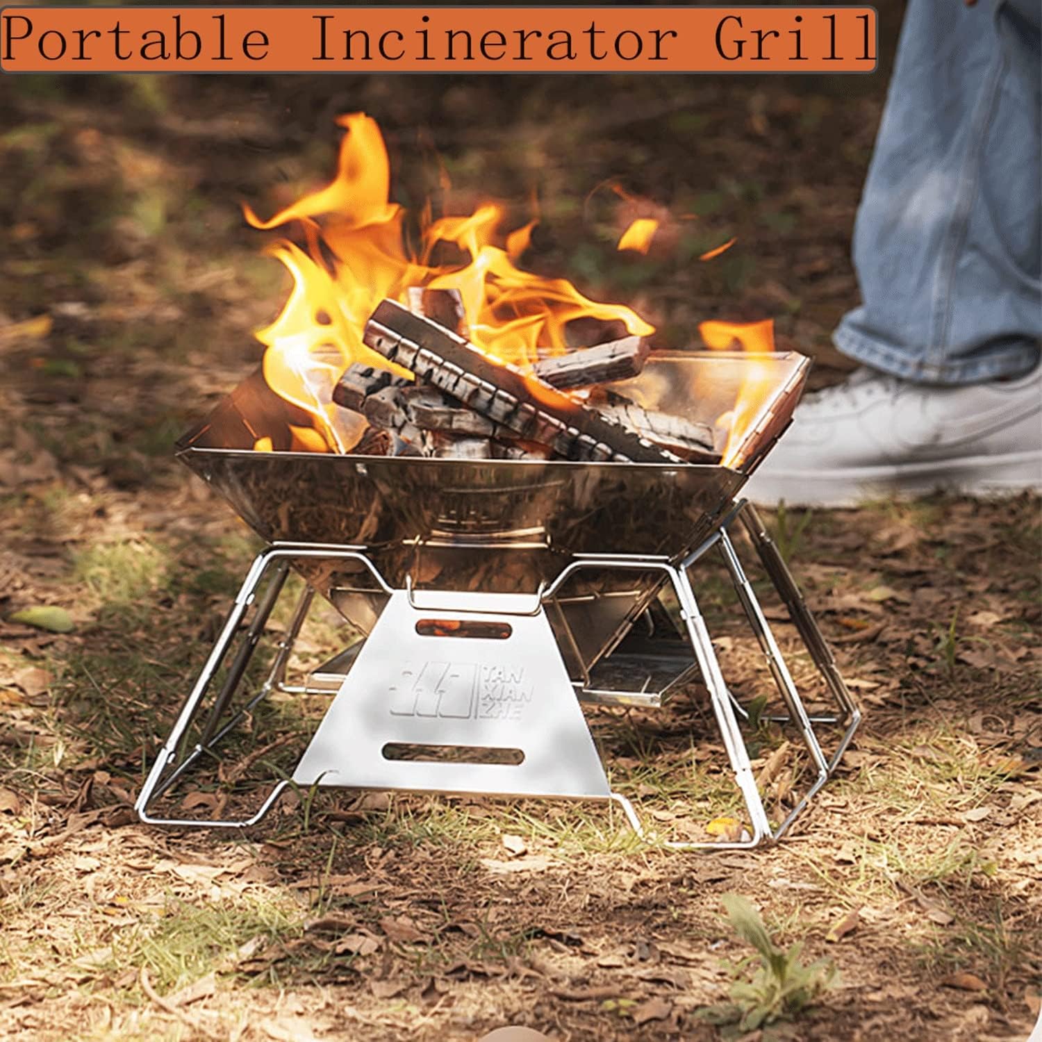 Outdoor Rectangular Fire Pit with Grill - Large Wood-Burning Patio & Backyard Fire Pit for Outside with Cooking BBQ Grill Grate, Spark Screen,firepits for Outside (Size : Large)