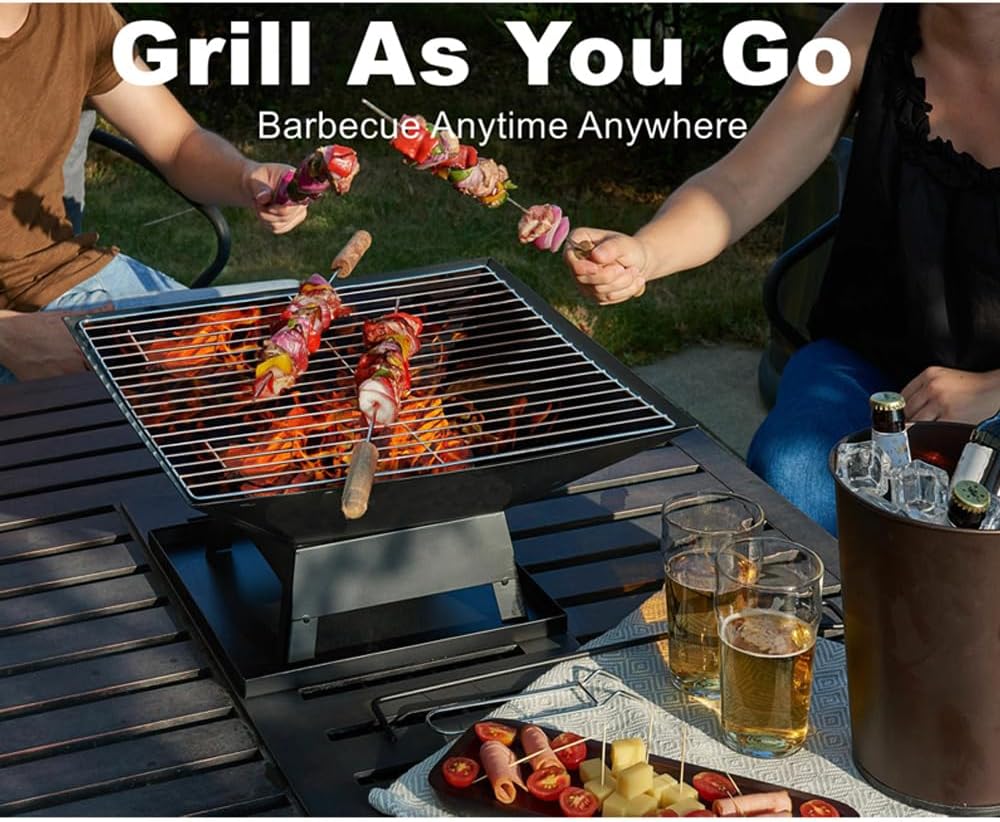 Square Small Fire Pit BBQ Party Portable Fire Pit