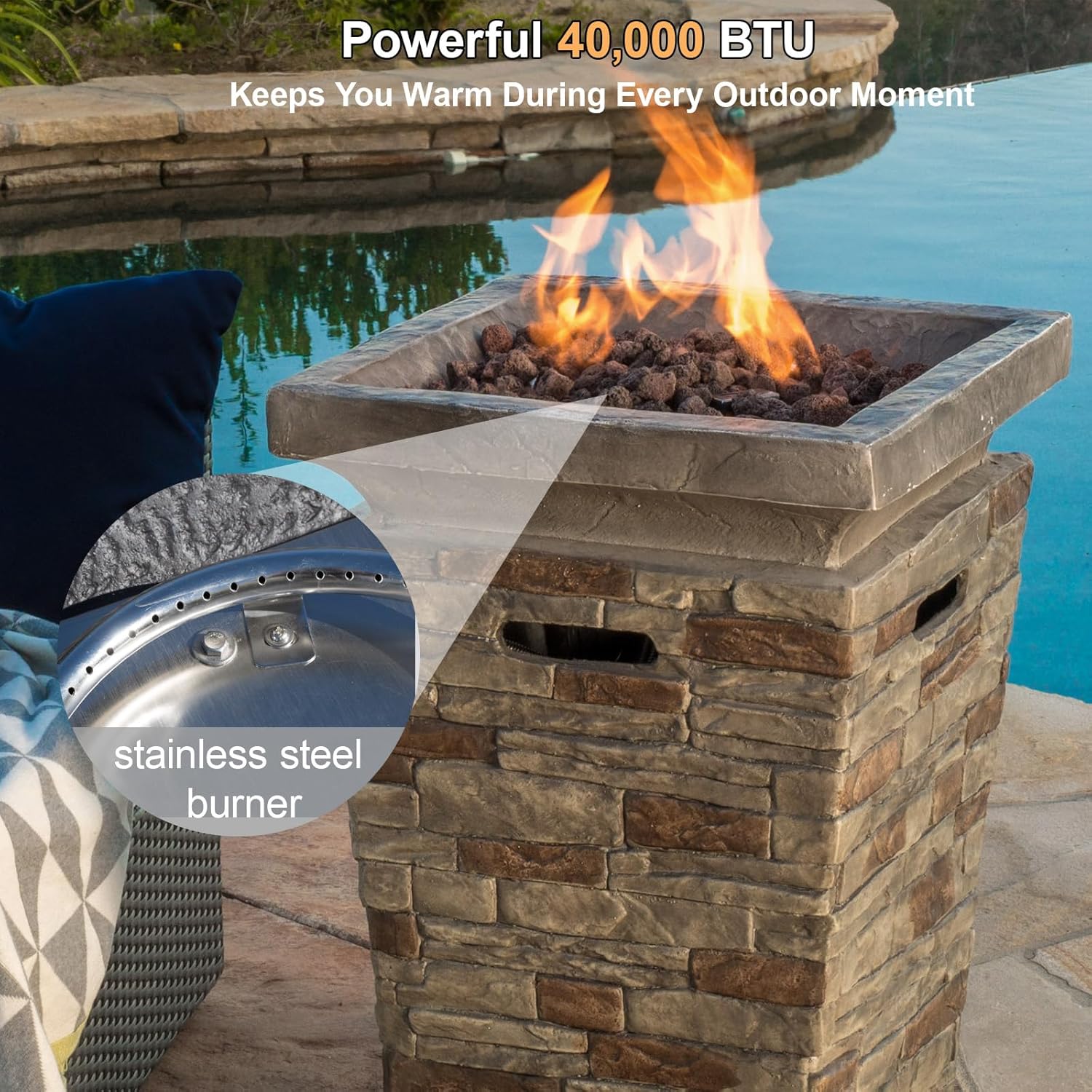 Propane Fire Pit Table, 19.5