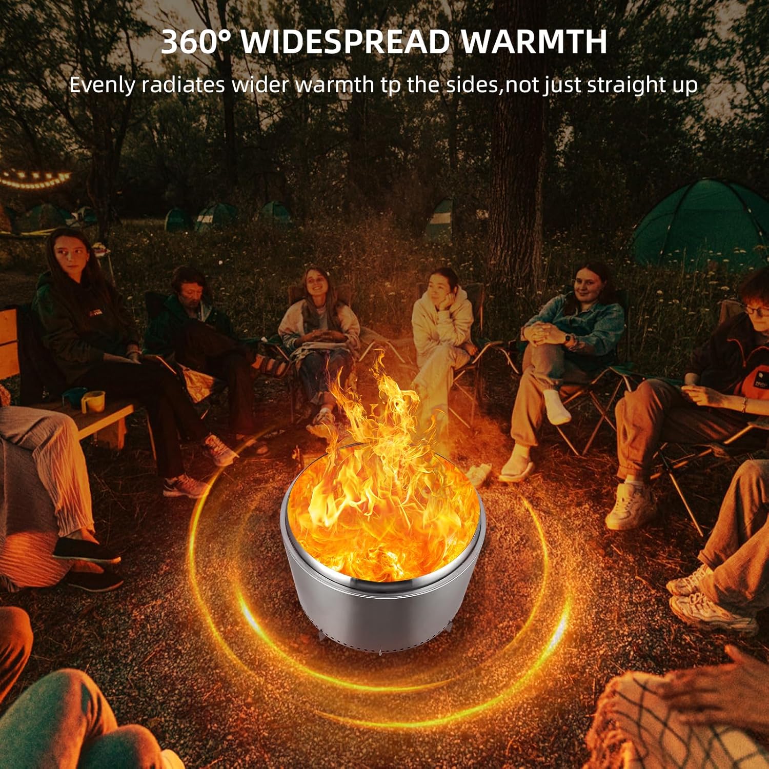 GarveeLife 27 in Smokeless Fire Pit, Portable Outdoor Fire Pit with Removable Stand and Ash Pan, Perfect for 4-6 People Bonfire, Camping, Picnic, Family Gatherings for Garden