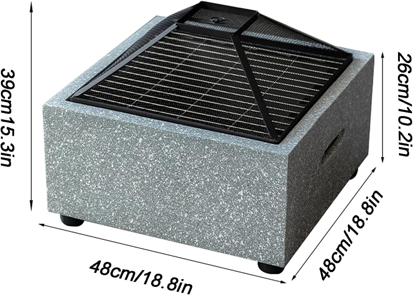 Fire Pit Garden fire Pit, Square Heating Brazier, fire Pit Table with Barbecue Grill, Wood Burning fire Pit in Courtyard