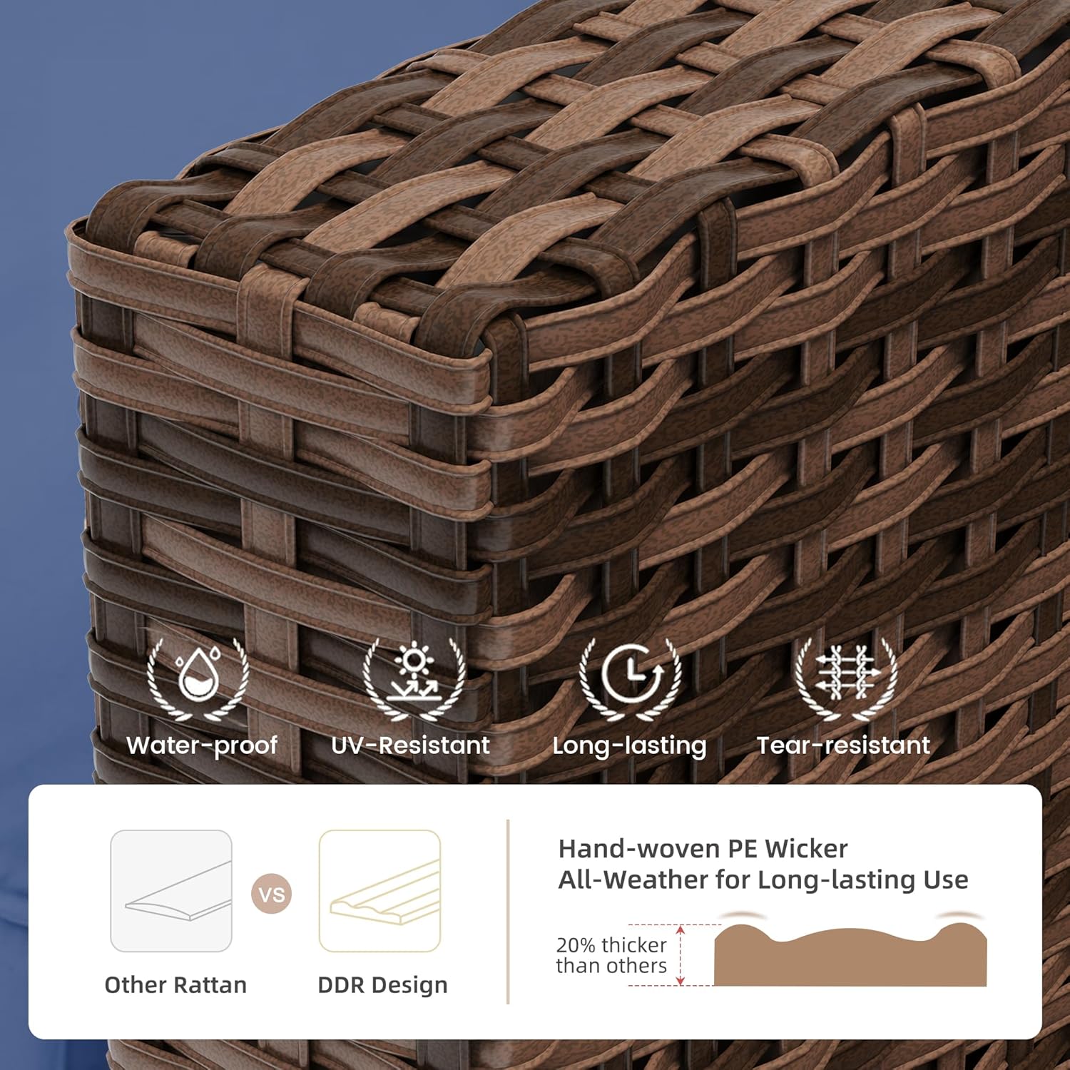 UDPATIO Patio Furniture Set with Fire Pit Table and Swivel Rocking Chairs, 6 Pieces Outdoor Wicker Furniture Set with Waterproof Cover, 4'' Thickened Cushion, Navy