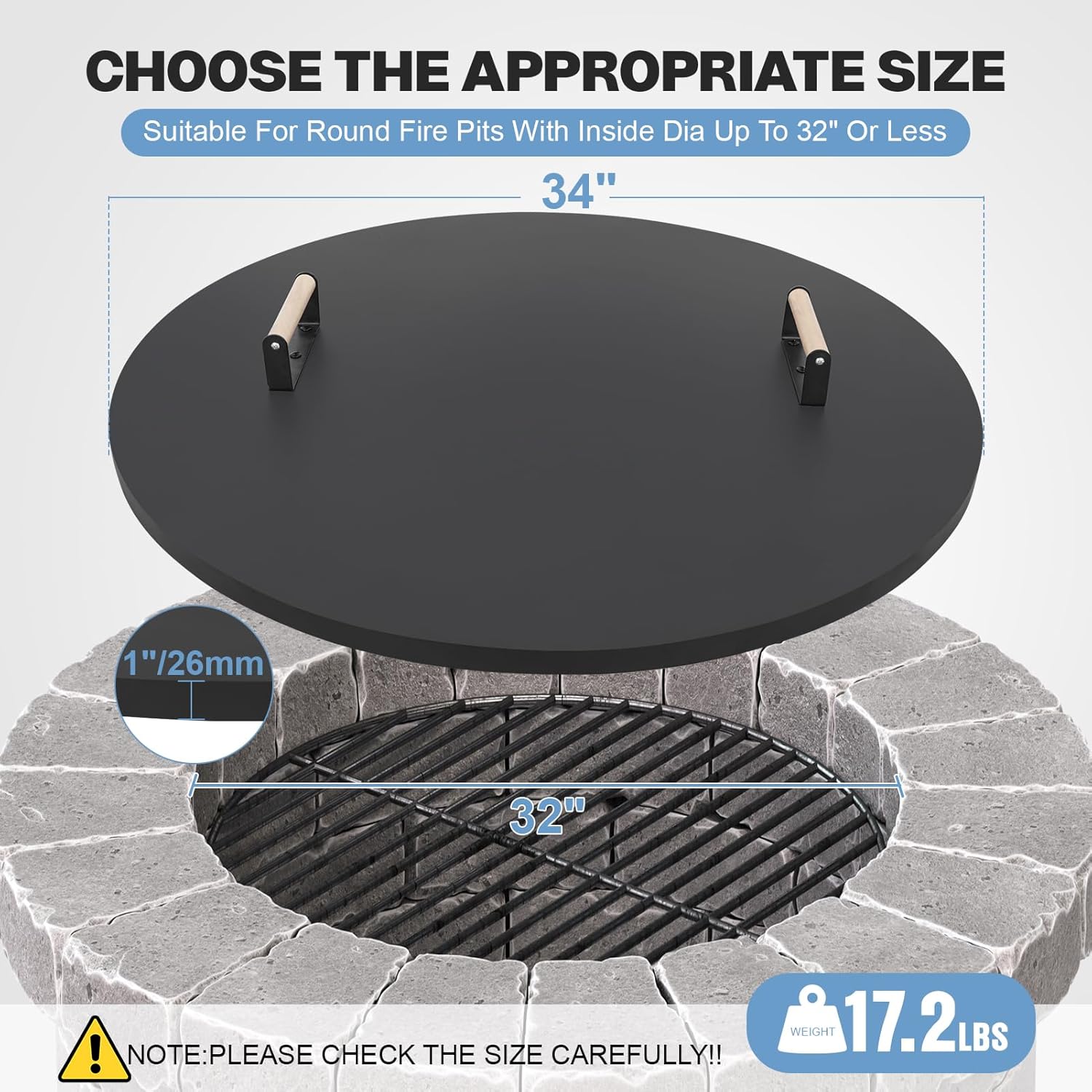 Smokeless Fire Pit Outdoor- 20 Inch Low Smoke Metal Fire Pits & Fireplaces for Outside with Carry Bag, Fire Pit Lid Cover Round - 34