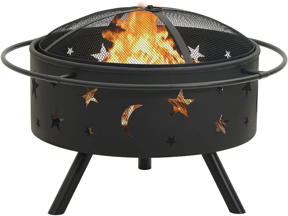CHARMMA Fire Pit with Poker 29.9XXL Steel-9.56KG