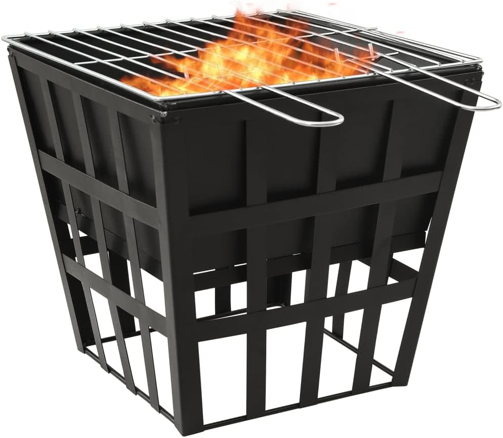 SKM 2-in-1 Fire Pit and BBQ 34x34x48 cm Steel