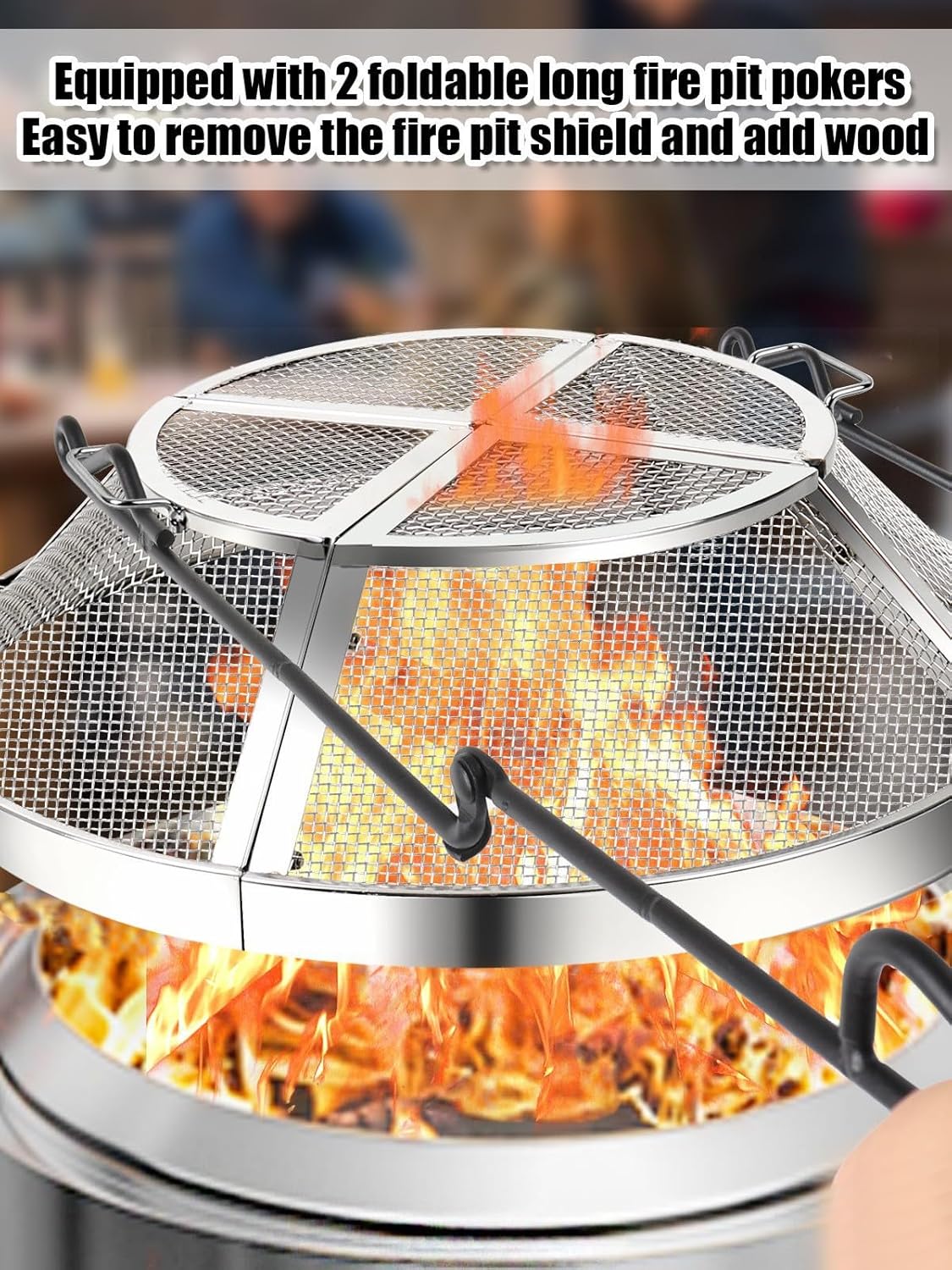 Stainless Steel Fire Pit Spark Screen, 15-27 Inch Mesh Cover, Heat-Resistant Dome Protector with Reinforced Crossbars (2-Generation Brazier Cover is 27 inches)