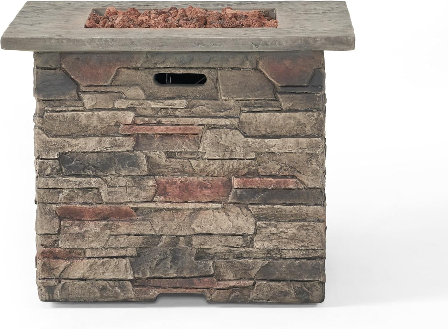 32'' Stone Square FIRE Pit W, Grey TOP 40,000 BTU