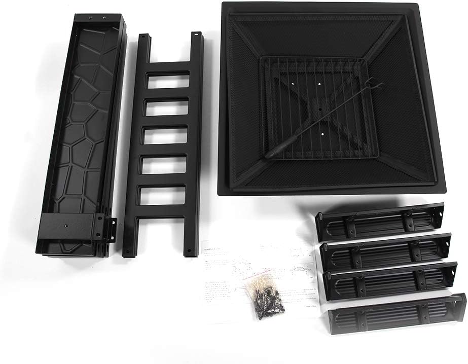 Fire Pit Bowl - Large Outdoor Bonfire Wood-Burning Pit for Backyard Patio Fire,Patio Heater, Stove, Camping, Picnic, Firebowl No Propane, Includes Safety Mesh Cover, Poker Stick (32” x 32” x 17”)