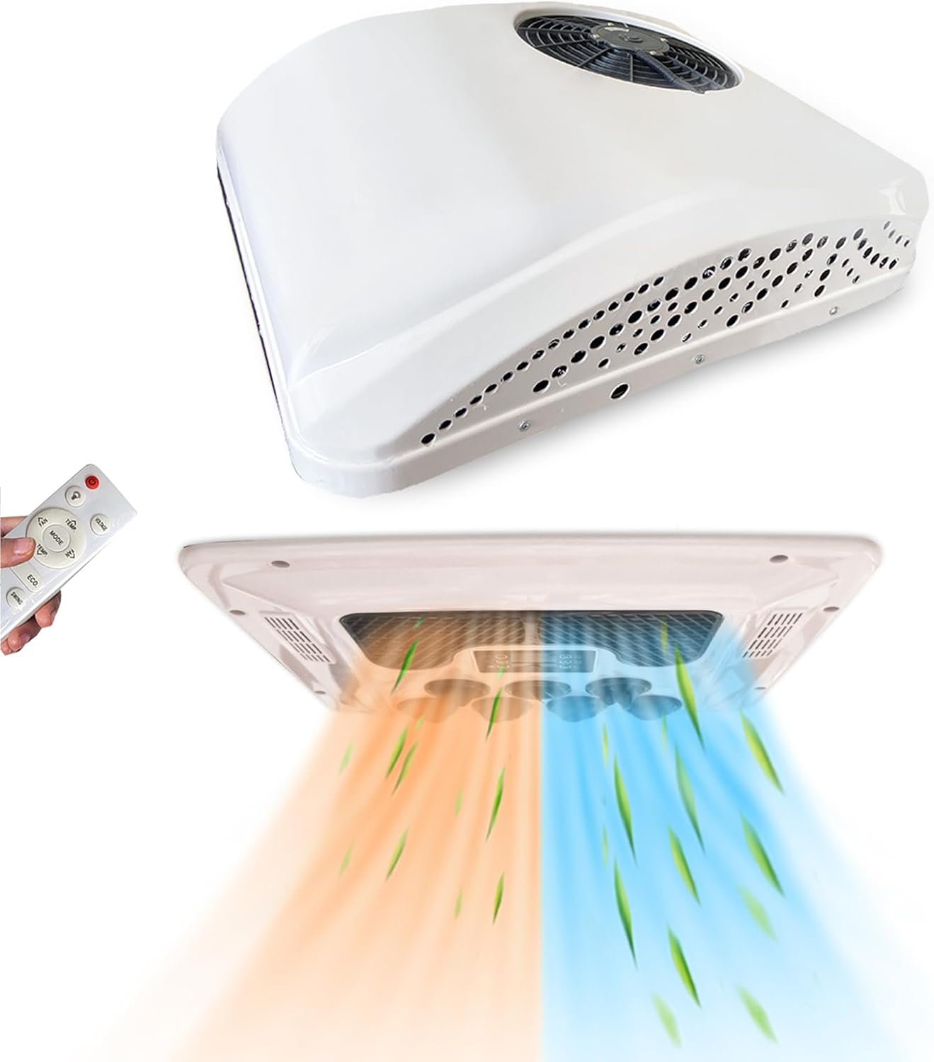 9000 BTU Camper AC Unit with Heat 12V AC/Heater Unit, 12 Volt RoofTop Air Conditioner, RV Air Conditioner Heater Combo, Quiet A/C Unit, Heating & Cooling For Motorhome, Truck, Enclosed Trailer, Van