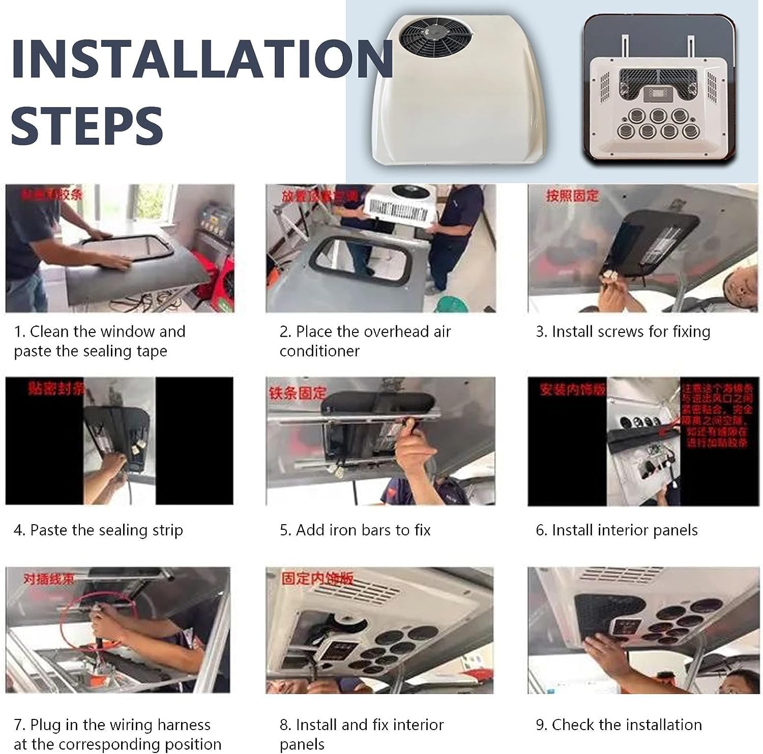 RV Air Conditioner 12V/24V Dc Ultra Thin Car Roof Air Conditioner is, Rv Ac Unit, Camper Air Conditioner, Heat and Cool, Applicable to Minivans, Pickups, Rvs, Trucks, Farm Vehicles, Excavato