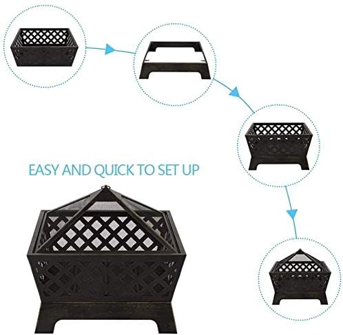 Fire Pits Outdoor Wood Burning Outdoor Mesh Brazier Garden Patio Heater,Wood Burning Fire Pit
