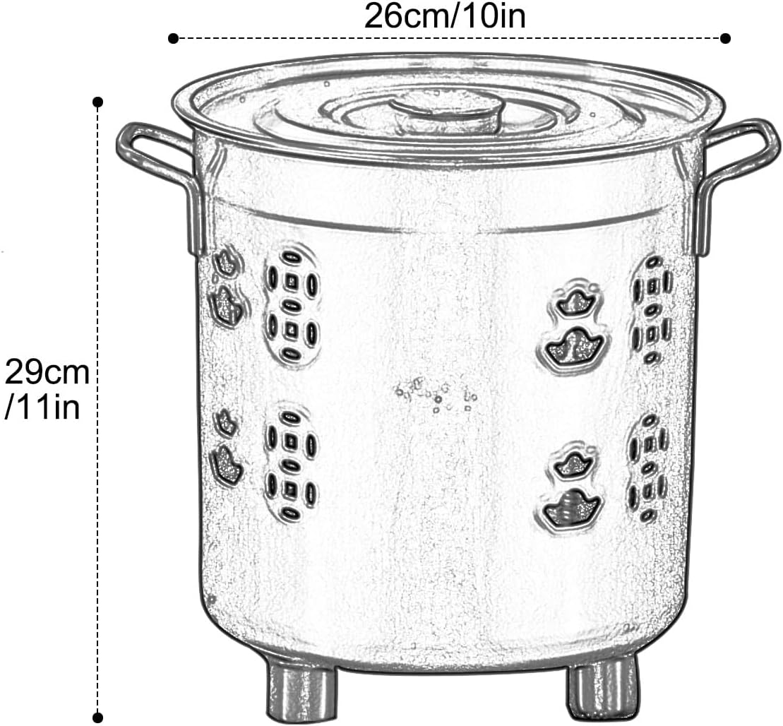Incinerator, Stainless Steel Burn Barrel, Burn Cage with Lid, Metal Fire Pit with Handle, Trash Burning Barrels for Outside(Gold,26cm/10in)