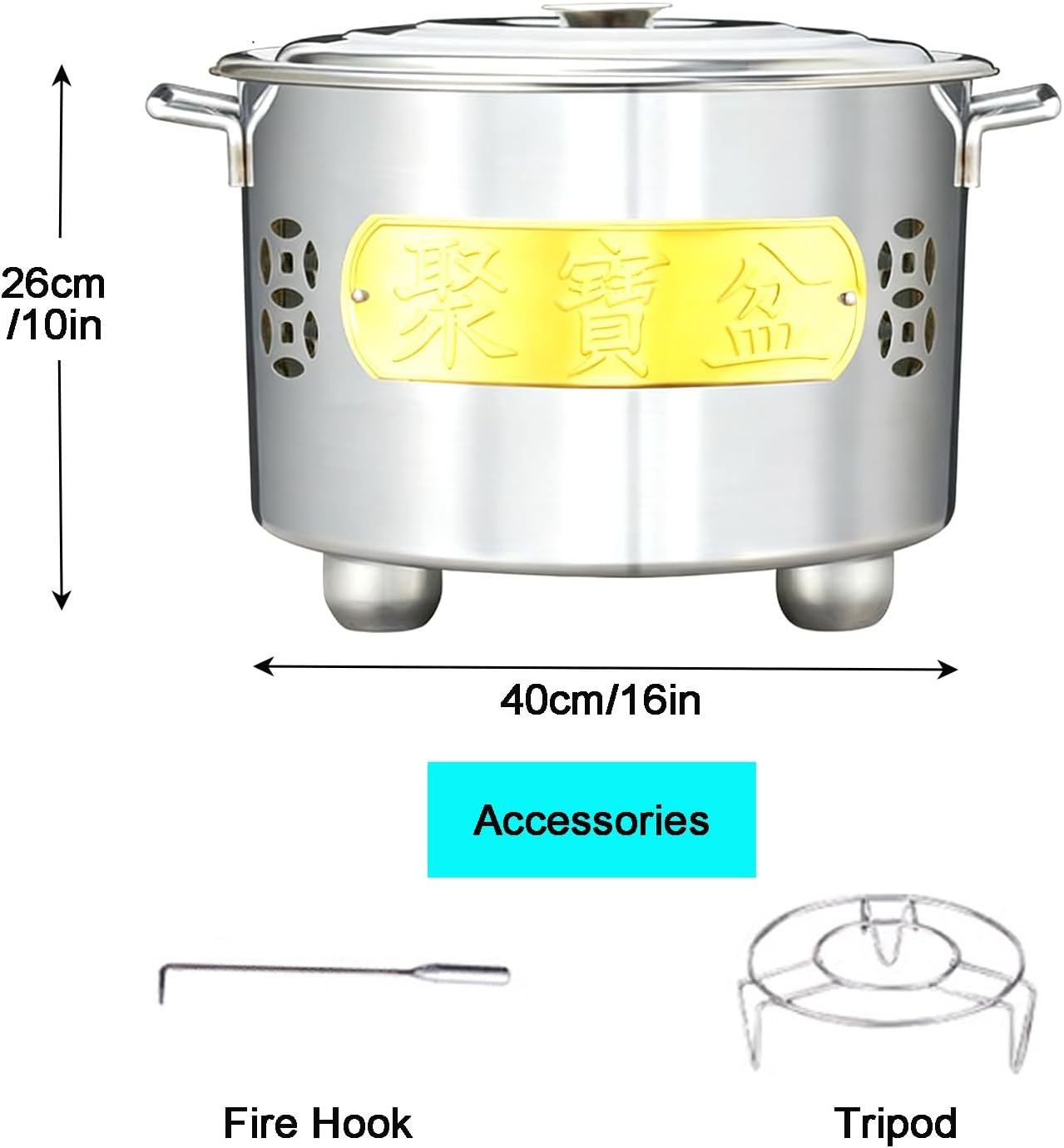Burn Barrels for Outside, Incinerator, Table Top Firepit, Wood Burning Fire Pit, Metal Burn Cage for Paper, Leaf, Yard Debris(Silver,40cm/16in)