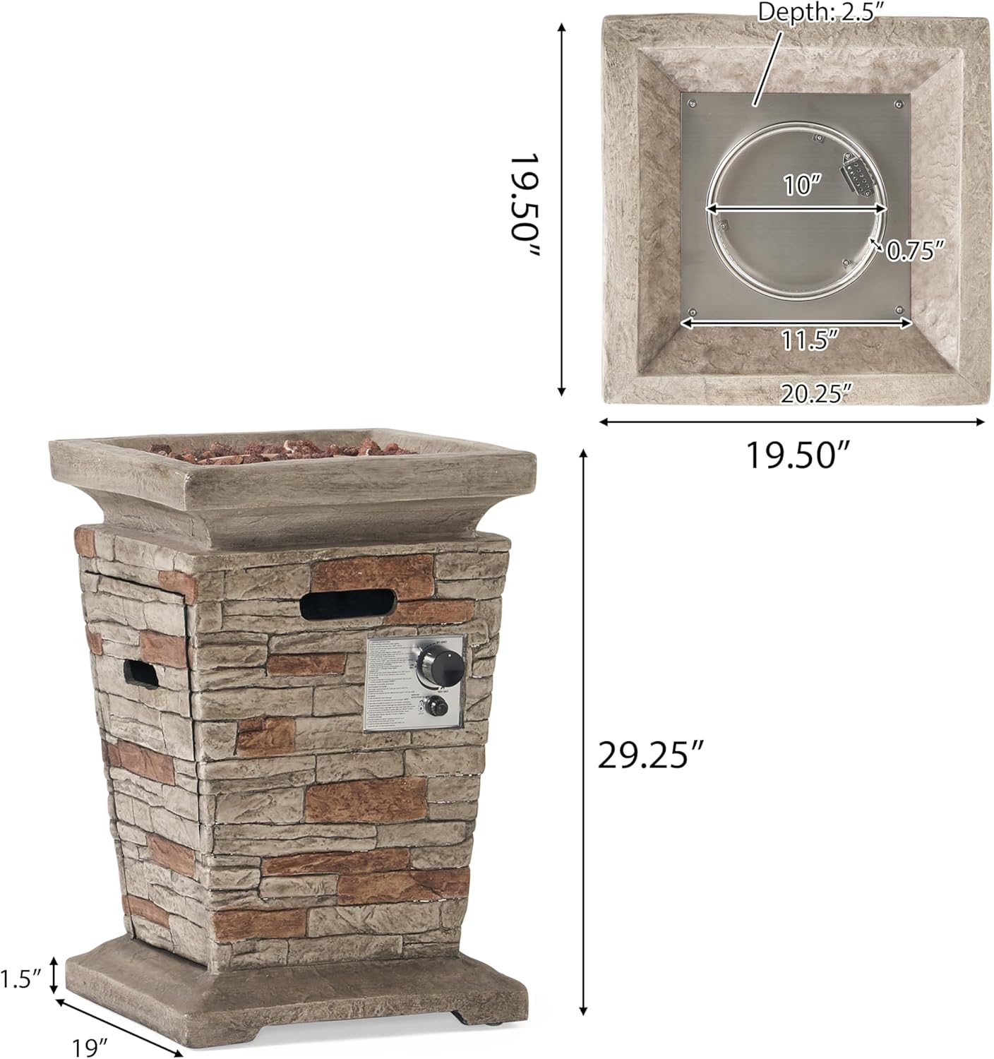 Propane Fire Pit Table, 19.5