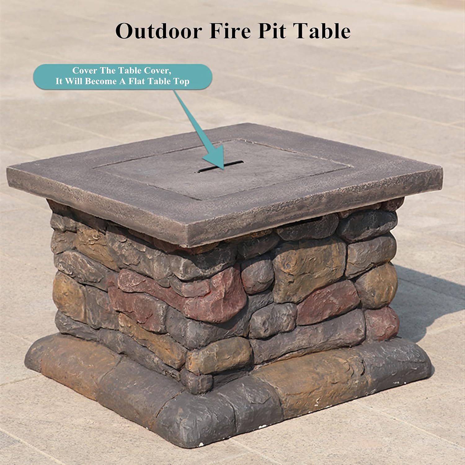 Wood Burning Fire Pit, Outdoor Fire Pits Table, w/Spark Screen Cooking Grate Poker, Patio Bonfire BBQ Grill Firepit Bowl