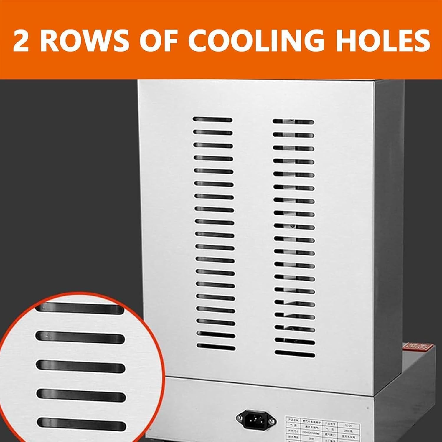 Vertical Grill Rotisserie, Electric Doner Kebab Machine with 2 Burners, Dual Control Heating/360° Rotatable/Double Rows of Cooling Holes, for Family Gathering