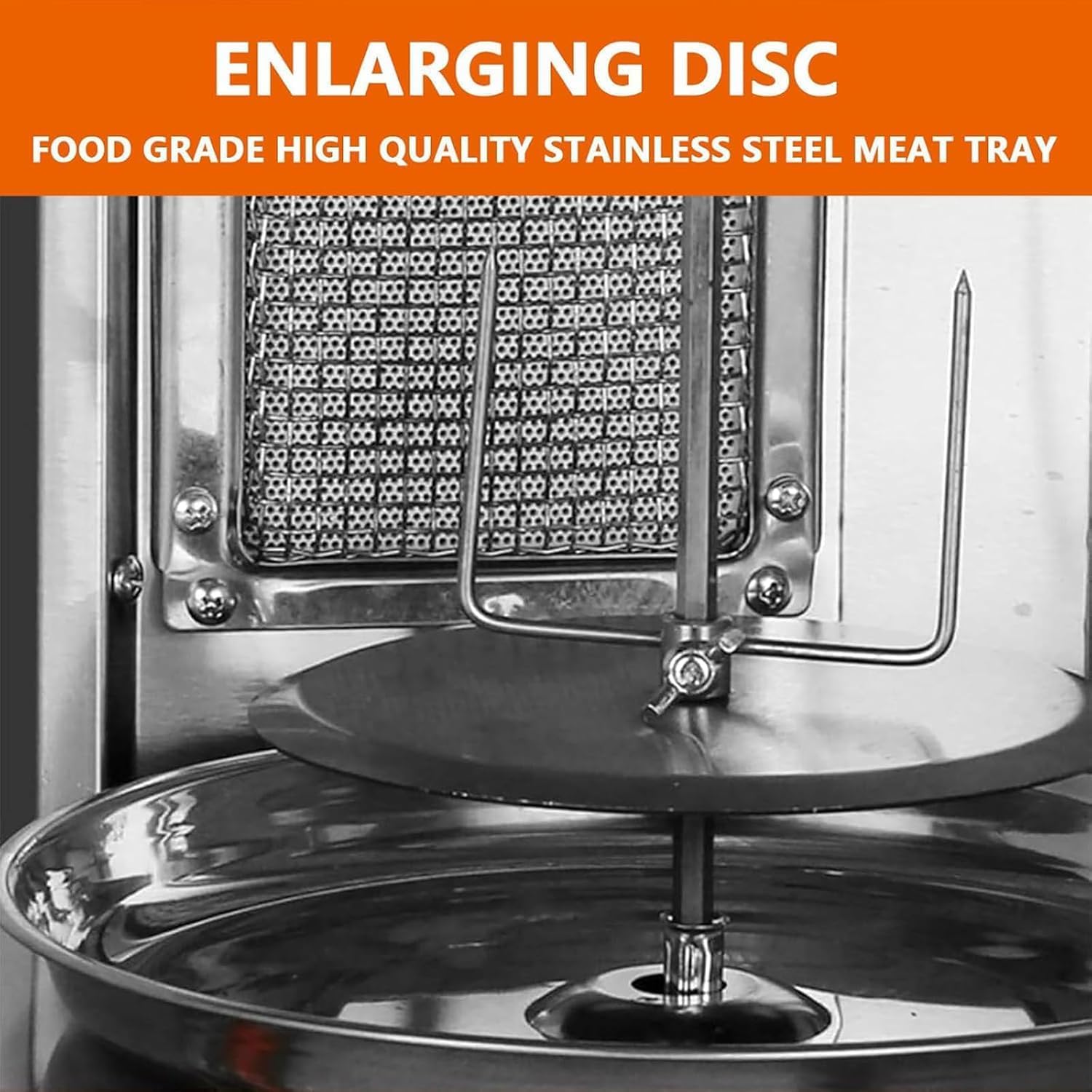 Vertical Grill Rotisserie, Electric Doner Kebab Machine with 2 Burners, Dual Control Heating/360° Rotatable/Double Rows of Cooling Holes, for Family Gathering