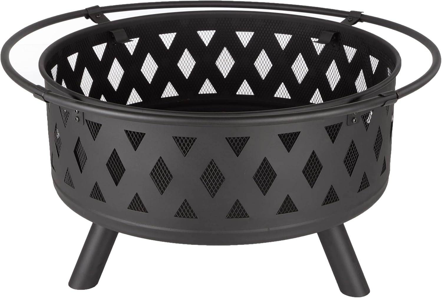 Fire Pit - 32-Inch Outdoor Wood Burning Firepit with Screen, Poker, and Cover - Outdoor Fire Pits for Backyard, Deck, or Patio by Pure Garden (Black)