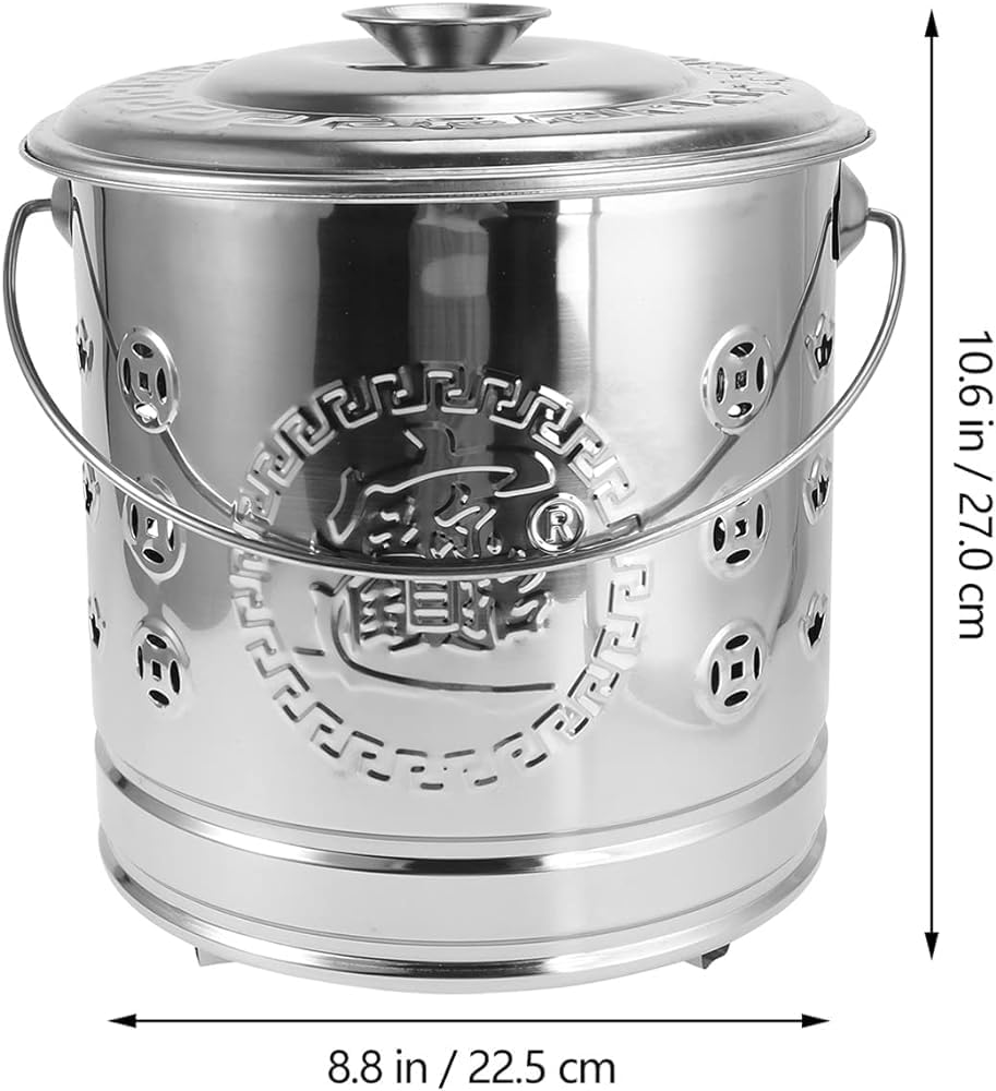 Metal Burn Barrels for Outside, Yard Waste Incinerator + Lid and Handle, Portable Backyard Outdoor Bonfire Fire Pit for Paper Leaf Trash Wood