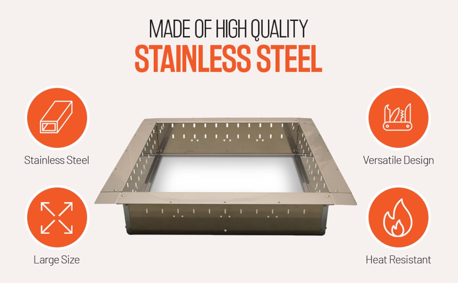 Firebuggz Heavy Duty Stainless Steel Fire Pit Ring Insert for Outdoors - 36