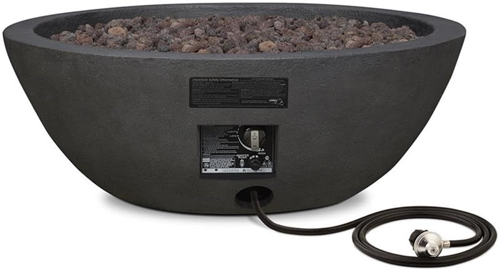 Home Square 2-Piece Set with Propane Fire Pit Bowl and Fire Glass