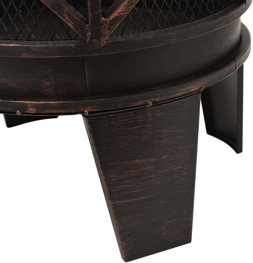 Multifunctional Fire Pit TableSquare Metal Firepit Stove Backyard Patio Garden Fireplace for Camping, Outdoor Heating, Bonfire and PicnicRustic Fire Pit with Poker ??16.5