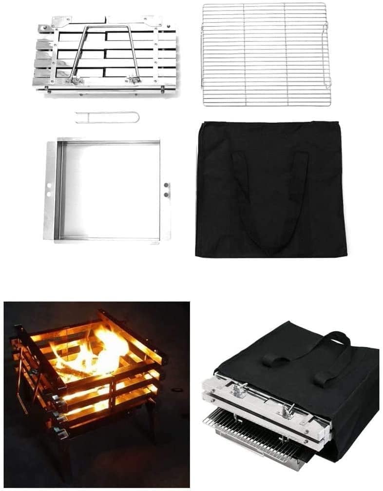 BBQ Grill Outdoor Portable Fire Pit Outdoor Foldable Bonfire Stove 16'' Steel BBQ Grill for Camping Picnic Bonfire Patio Backyard Garden,Outdoor Fire Pits