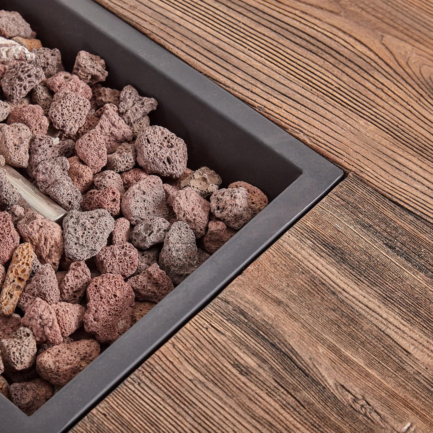 Christopher Knight Home Delany Outdoor 50,000 BTU Rectangular Fire Pit (No Tank Holder) - Lightweight Concrete - Brown