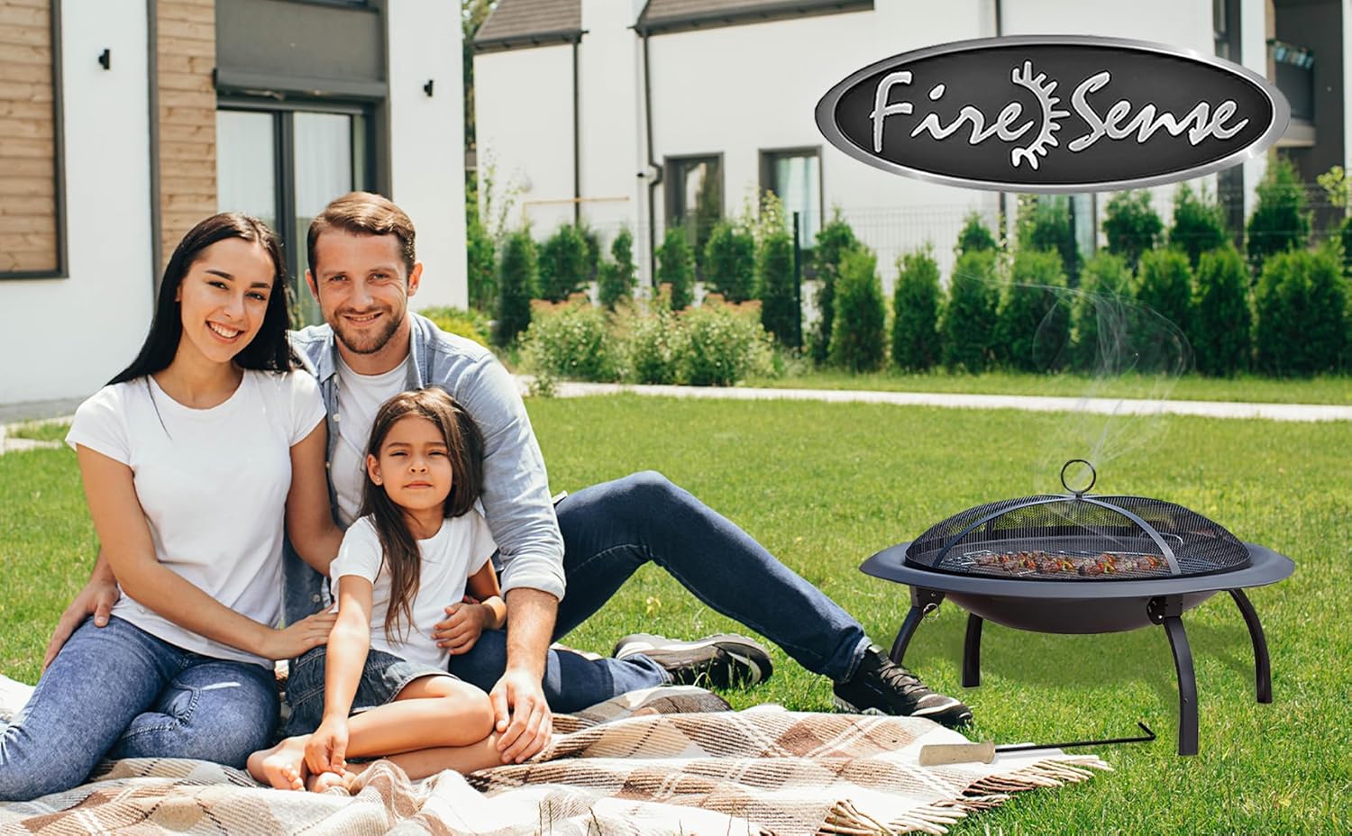 Fire Sense 60873 Fire Pit Portable Folding Round Steel with Folding Legs Wood Burning Lightweight Included Carrying Bag & Screen Lift Tool - Black - 22