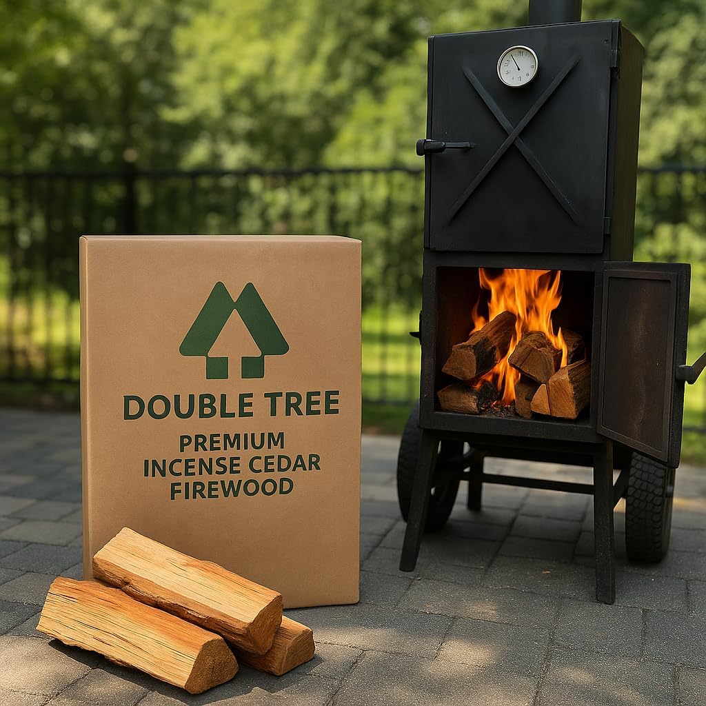 Double Tree - Kiln Dried Premium Incense Cedar Firewood (16inch Logs) (Includes Firestarter) (XX Large 4.5 Cubic ft for Fireplace,Campfire,Wood Stove, Fire Pit, Split Wood for Solo Stove or Breeo)