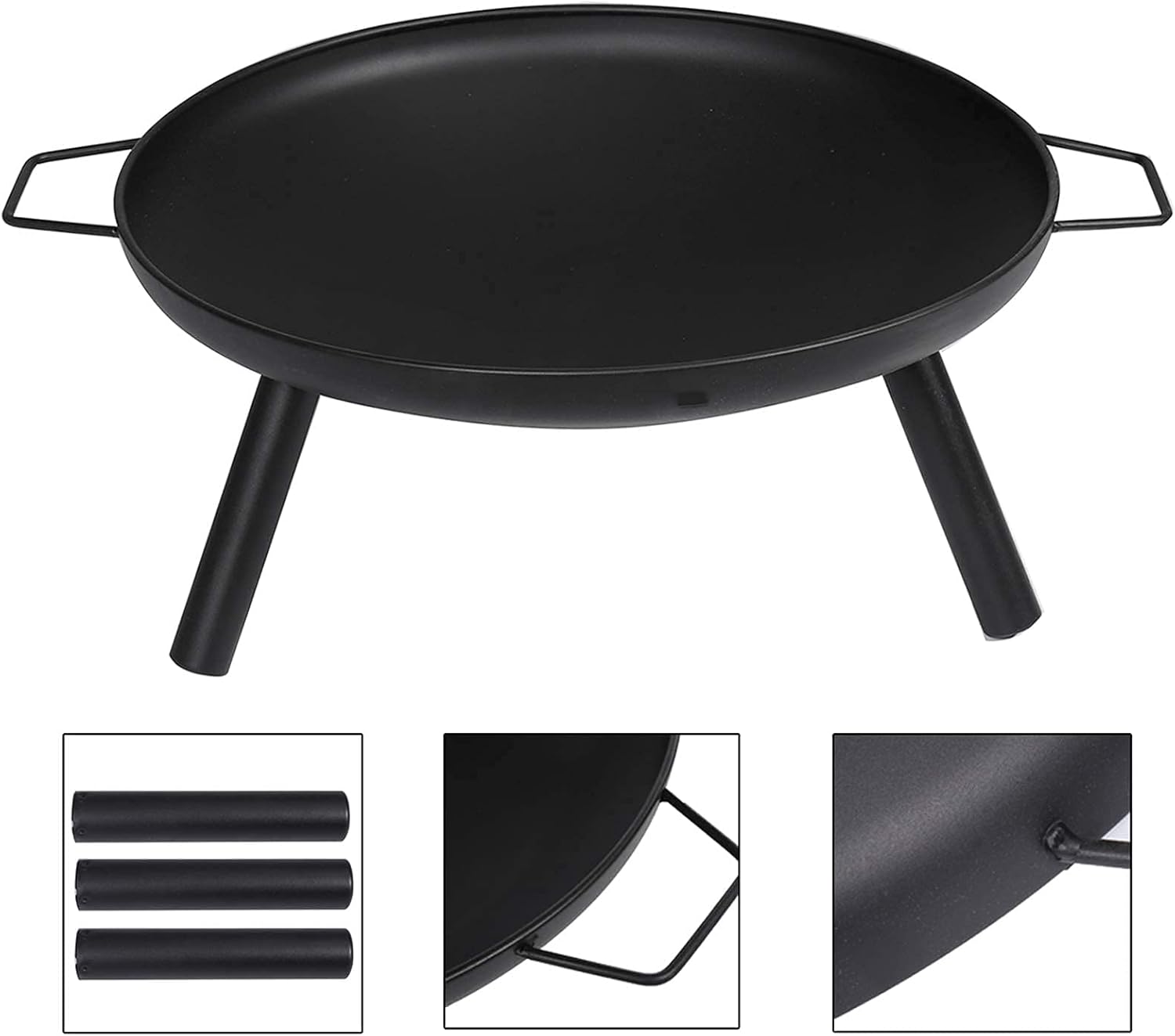ItzZa Round Fire Pit,Outdoor Garden & Patio Square Heater Fire Pit Brazier, black
