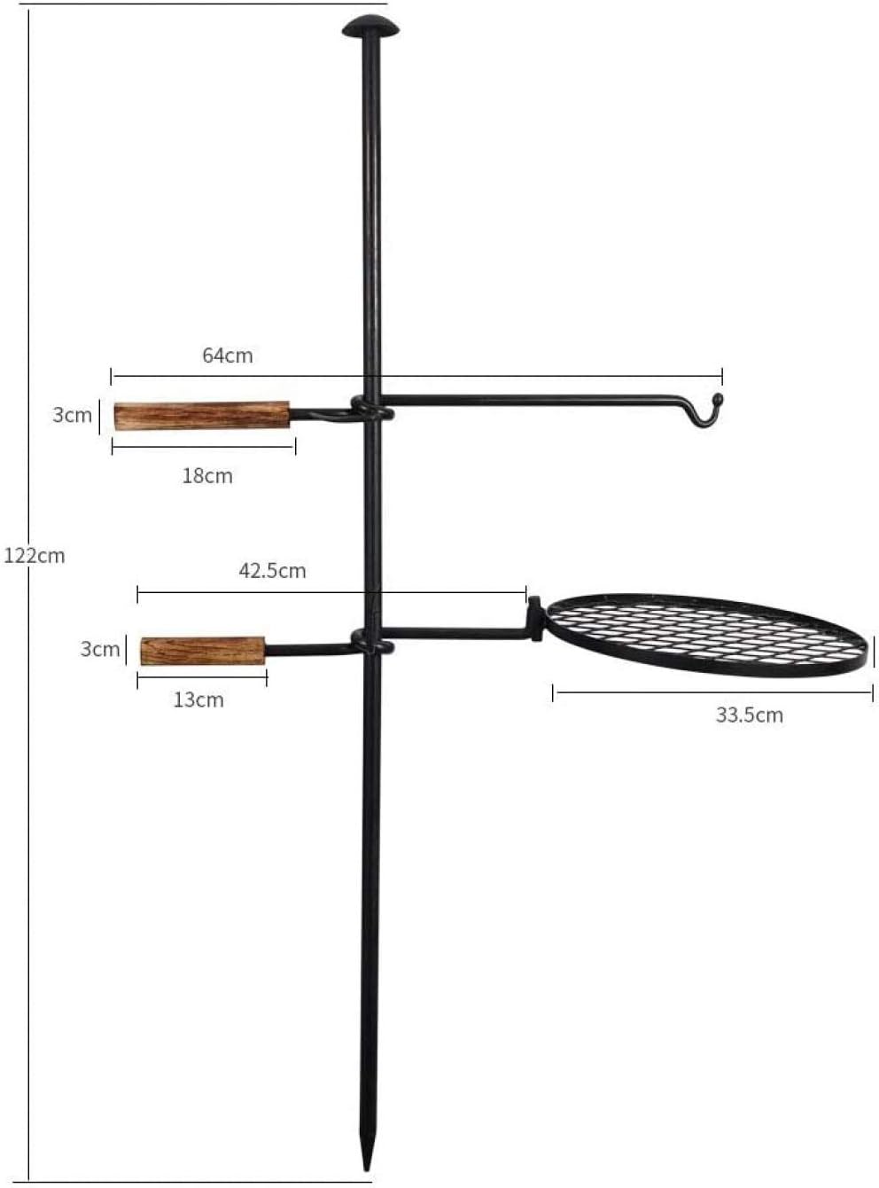 Barbecue,Cast Iron Firepit Grill,Outdoor Adjustable Fire Pit BBQ Grilling,for Camping Barbecue