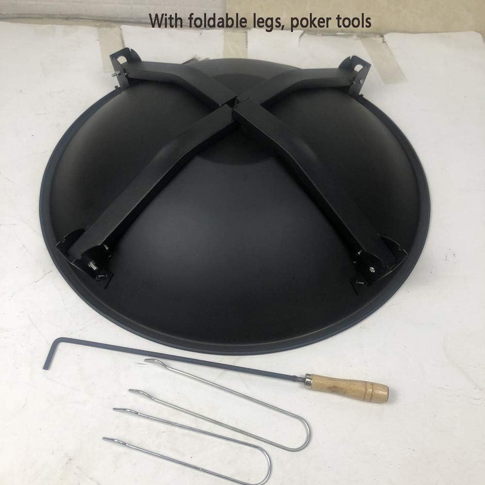 Garden Fire Pit Grill Bowl Grill Barbecue Rack Fire Pits Bowls,Large Wood Burning Cast Iron with Grill and Lid Outdoor Firepit for Log Burning Firepits and Firebowls Heater Outside Camping