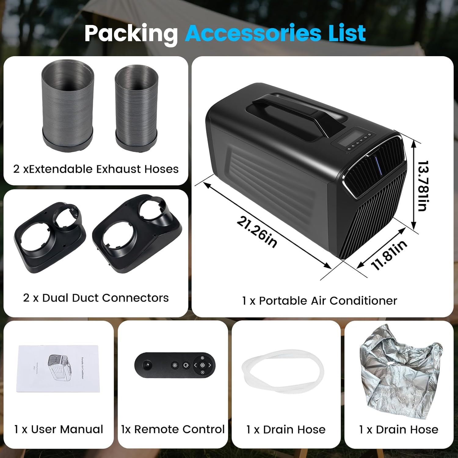 5600BTU Portable Air Conditioner for camping Tent Air Conditioner for RV, Van, Truck, Car – Dual Mode Cooling & Heating AC for Indoor&Outdoor Use