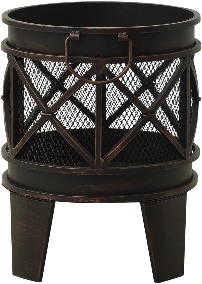 Rustic Outdoor Fire Pit, Steel Log Burning Portable Bonfire for Patio Backyard, 16.5