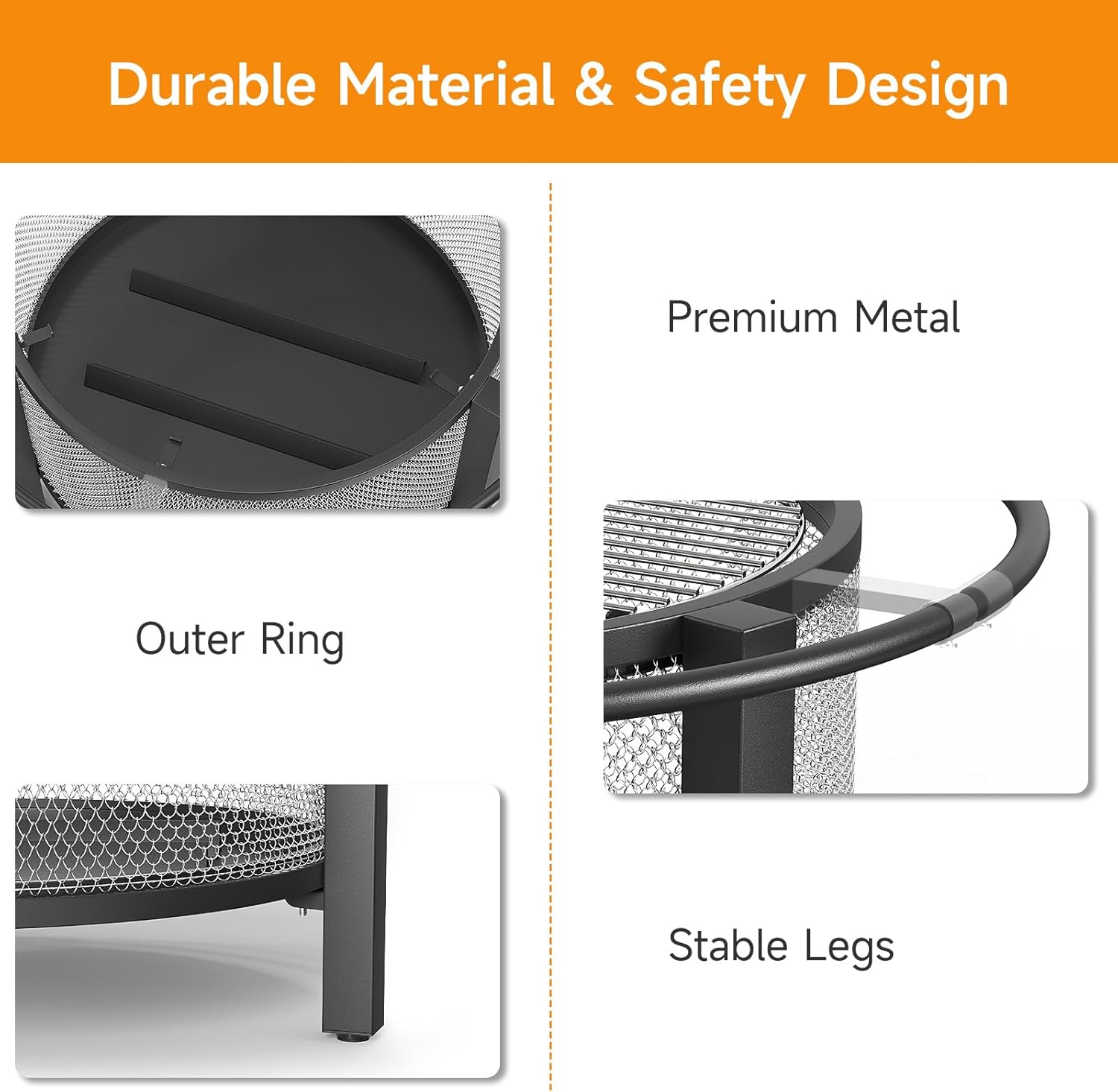 ONBRILL 2-in-1 32 Inch Fire Pit with Cooking Grill + Upgraded Connection Tube