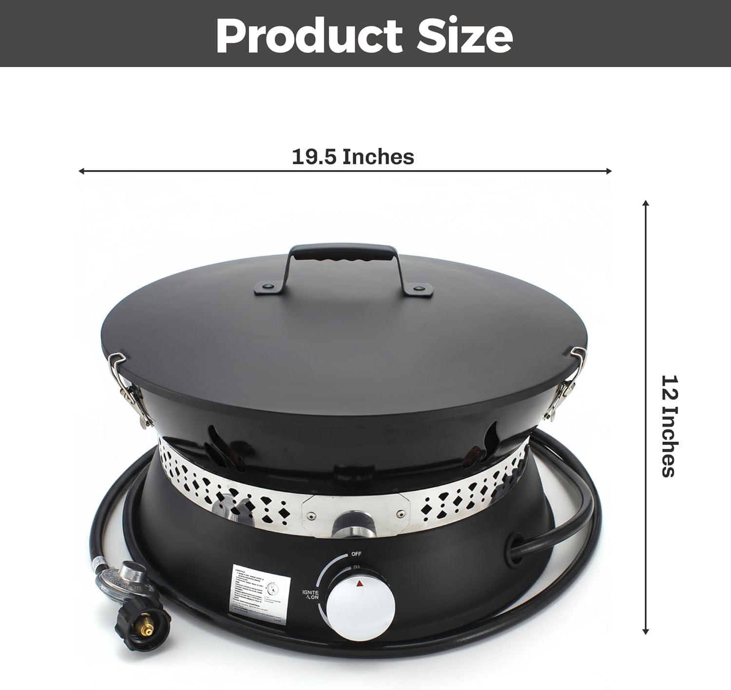 58,000 BTU Smokeless Propane Fire Pit, 19-inch Portable Fire Pit Table with Cover & Carry Straps, Push Button Ignition for Outdoor Camping, RV, Patio, Backyard