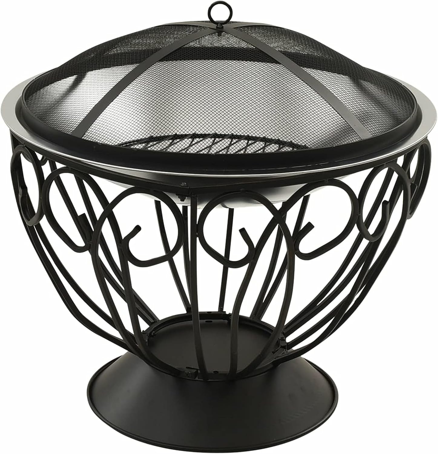 2-in-1 Fire Pit and BBQ Grill, Stainless Steel Outdoor Fire Pit with Cooking Grid and Poker, 23.2x23.2x23.6 Inches for Backyard, Patio, Camping