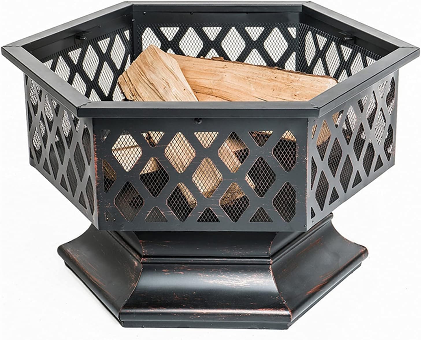 Fire Pit for Outdoor Garden Patio, Outdoor Fire Pit Grill, Large Hexagonal Wood Burning Firepit for d Garden, Patio Or Camping