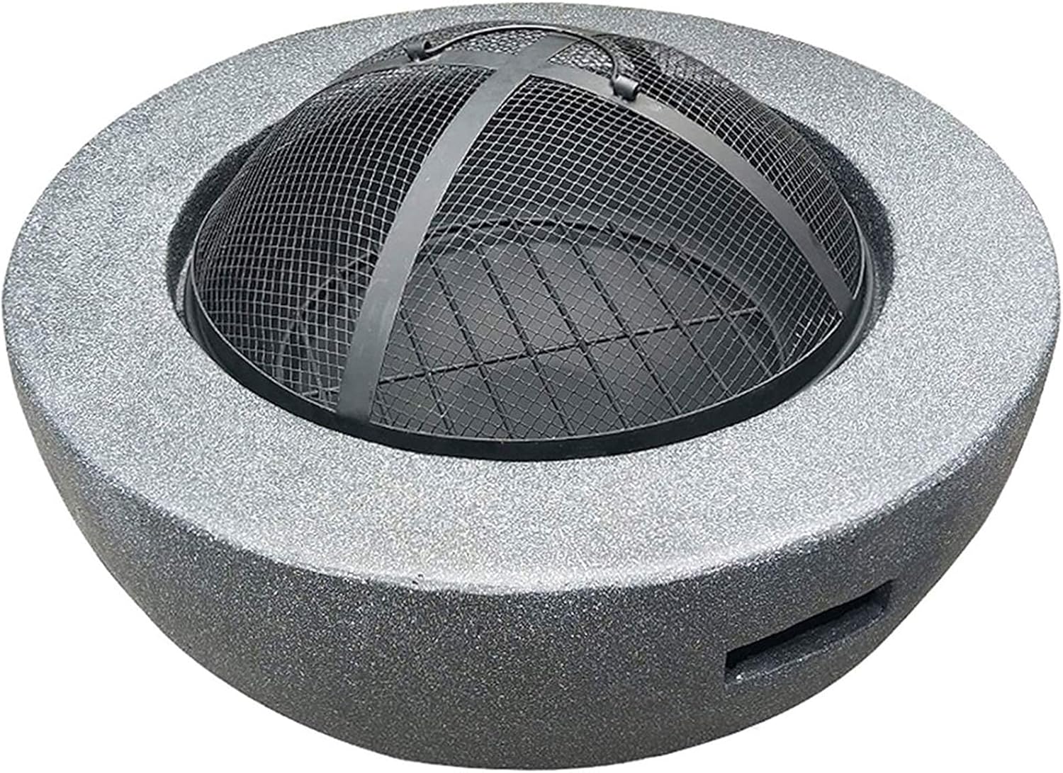 Hearth Grill, Fireplace, Fire-Resistant, Includes Grill Grate for Use as a BBQ Pit, Fire Bowl Out of Steel with an Edging of Artificial Stone Patio Stove