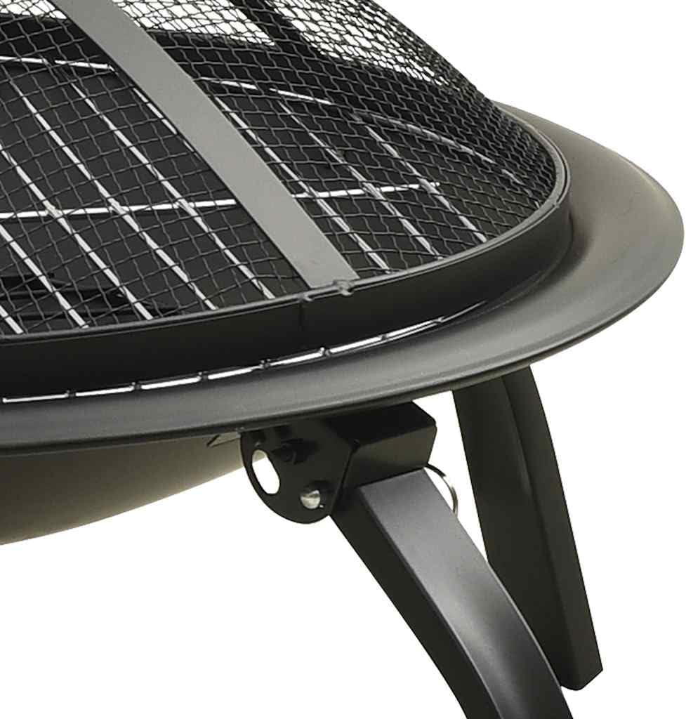 Outdoor 2-in-1 Fire Pit and BBQ Grill with Mesh Cover, Poker & Foldable Legs, 22 Inch Steel Patio Heater for Backyard, Camping, Garden, Bonfire and Cooking