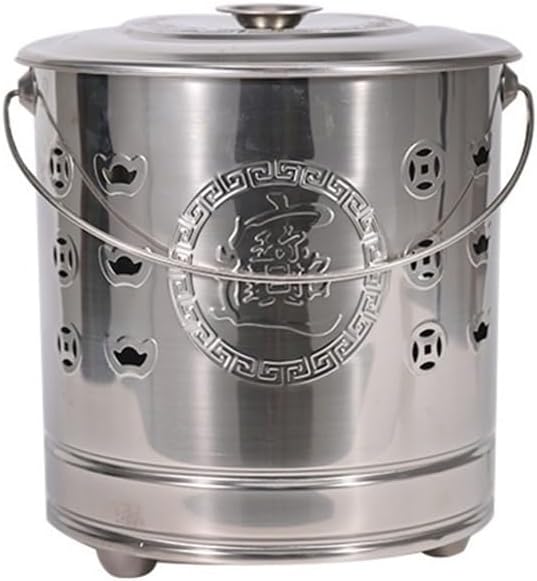 Burn Barrels for Outside for Burning Trash, Metal Incinerator Cage, Portable Fire Barrel, Covered Outdoor Burn Cage for Leaves, Trash, Documents(Silver,18.5x17.7in)