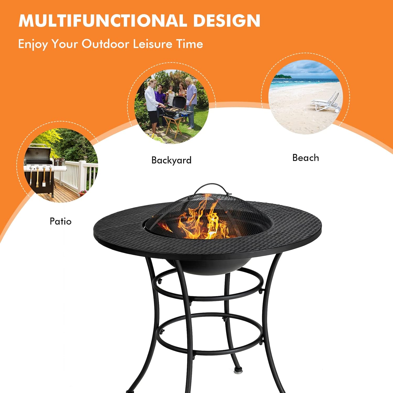 Giantex 4-In-1 Fire Pit Dining Table, 32