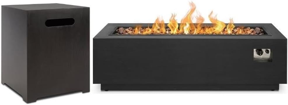 Home Square 2-Piece Set with Steel Propane Fire Pit and Tank Cover in Gray