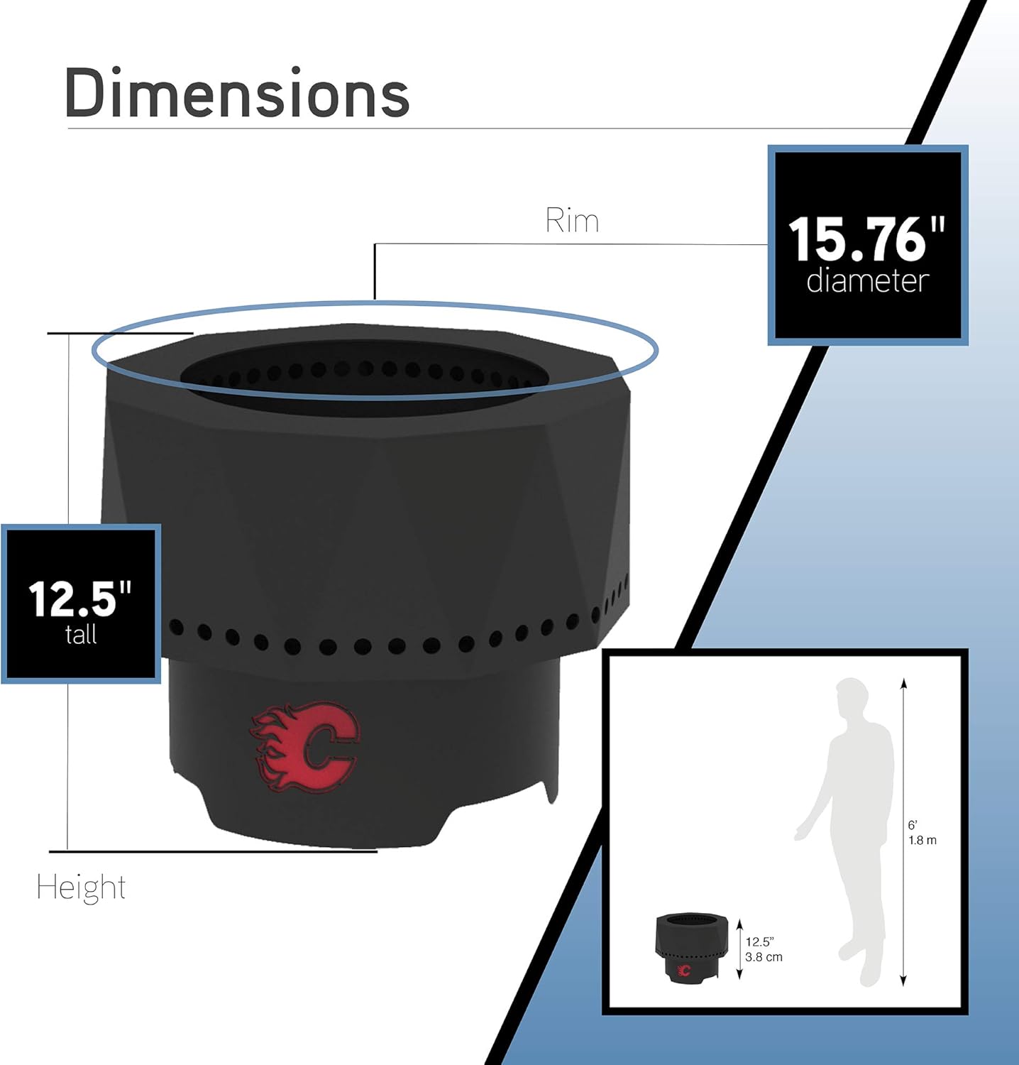 Blue Sky Outdoor Living NHL Pittsburgh Penguins Ridge Portable Steel Smokeless Fire Pit with Carrying Bag, Firewood and/or Wood Pellet Burning