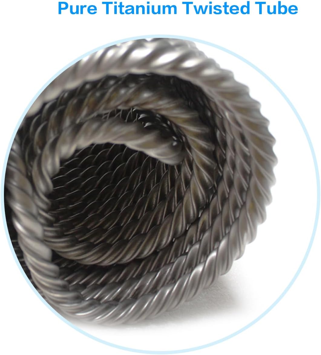 Pool Heat Exchanger Titanium Twisted Tube PVC Shell for Swimming Pool Heat Pump Solar Spa Heating and Cooling(102kBtu / 30kw)