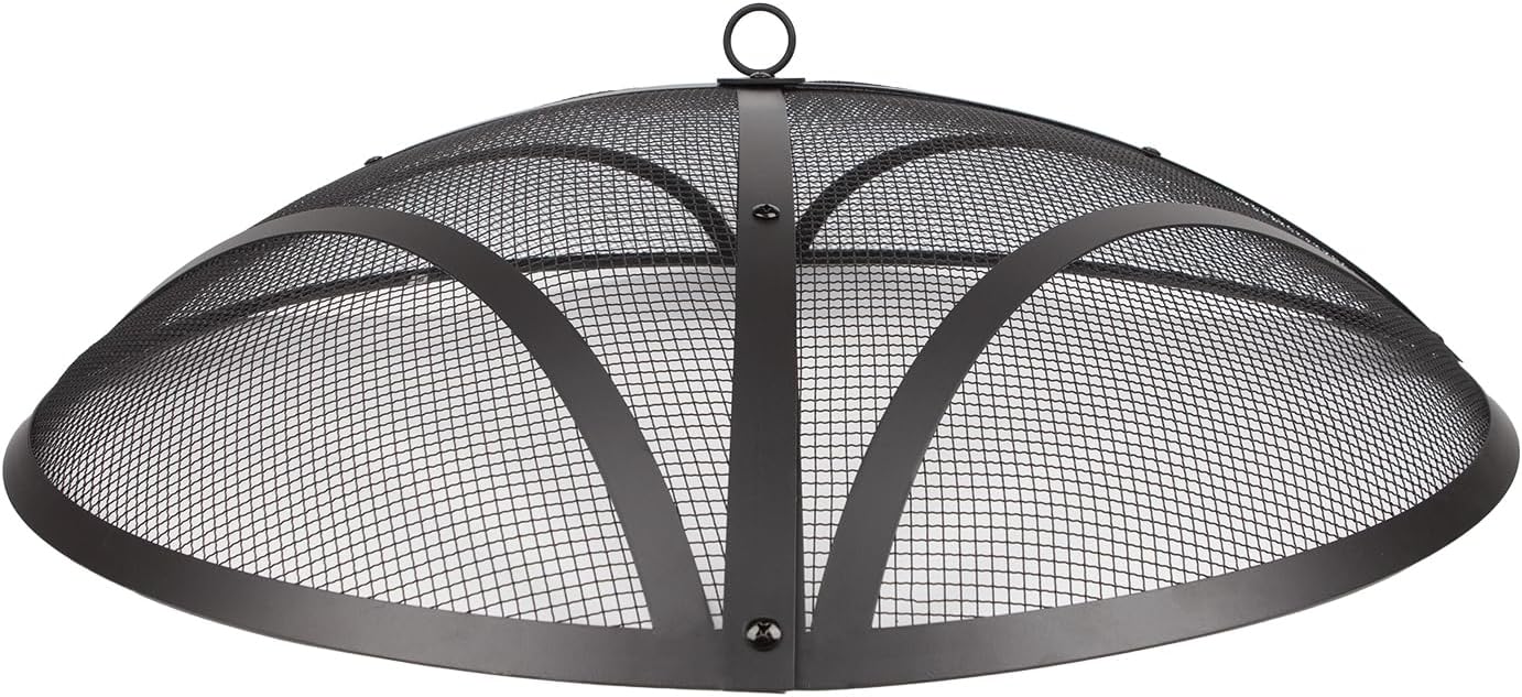 WeCooper 32In Reinforced Steel Round Fire Pit Screen Cover,Outdoor Patio FirePit Spark Screens,Heavy Duty Steel Mesh Fire Pit Ember Lid with Handle…